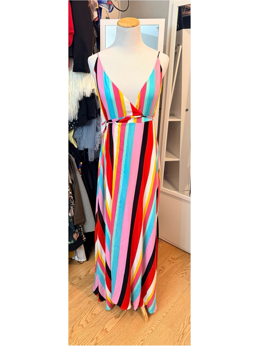Forever 21 Multicolor Striped Maxi Wrap Dress Size Small